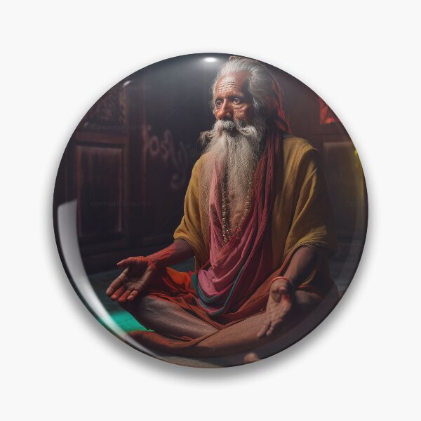 Item preview, Indian Guru meditating in an Ashram - Indian Guru in Ashram designed and sold by Junkie Ai.