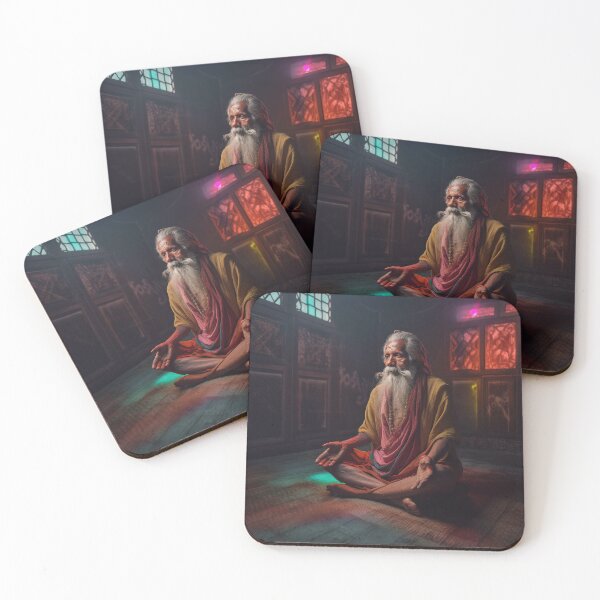 Artikelvorschau, Indian Guru meditating in an Ashram - Indian Guru in Ashram entworfen und verkauft von Junkie Ai.