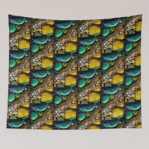 Item preview, Pointillism seaglass golden streams abstract designed and sold by Piotrek0001.