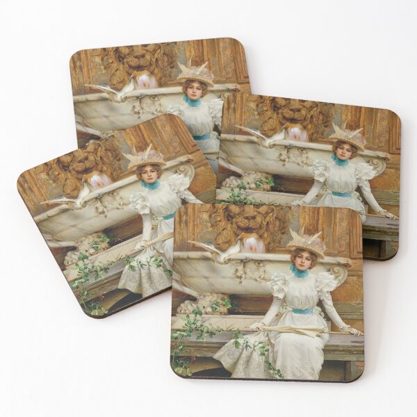 Item preview, At the Fountain, The Two Doves (1896) - Vittorio Matteo Corcos designed and sold by SALON DES ARTS.