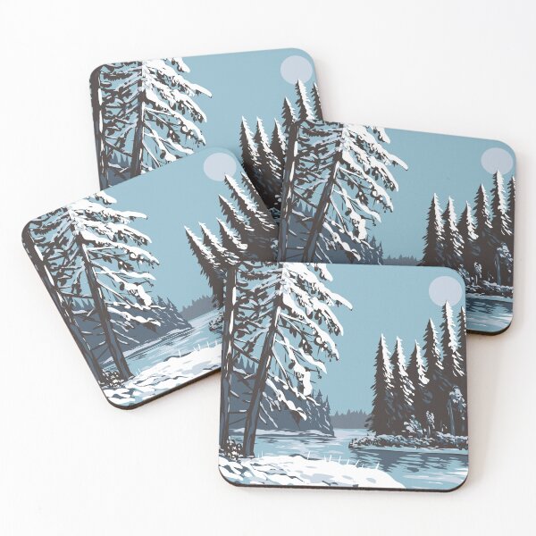 Item preview, Lake Waskesiu in Prince Albert National Park  During Winter in Saskatchewan Canada WPA Poster Art designed and sold by patrimonio.