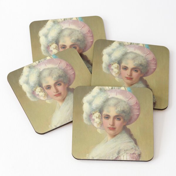 Item preview, An Elegant Lady in a Pink Hat and Dress (1888) - Vittorio Matteo Corcos designed and sold by SALON DES ARTS.
