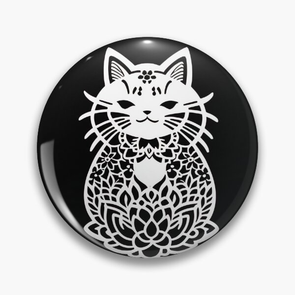 Item preview, Cutout White Geometric Die Cut filigree Boho lotus Cat (background can be ANY color!) designed and sold by McCallnWaldo.