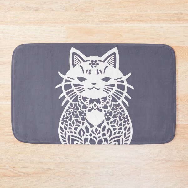 Item preview, Cutout White Geometric Die Cut filigree Boho lotus Cat (background can be ANY color!) designed and sold by McCallnWaldo.