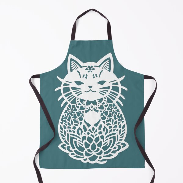 Item preview, Cutout White Geometric Die Cut filigree Boho lotus Cat (background can be ANY color!) designed and sold by McCallnWaldo.