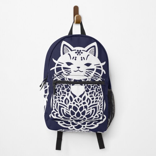 Item preview, Cutout White Geometric Die Cut filigree Boho lotus Cat (background can be ANY color!) designed and sold by McCallnWaldo.