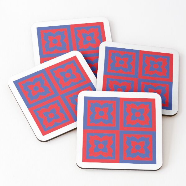 Item preview, Red & Blue Floral Tile Pattern designed and sold by HCB1.