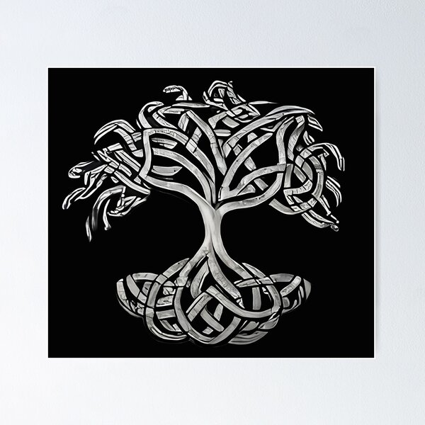 Item preview, "Silver and Black Celtic Tree of Life Knot: A Symbol of Unity and Strength" designed and sold by 9000MilesToHome.