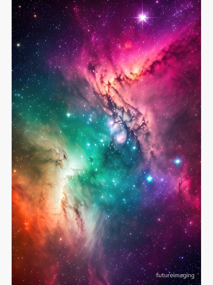 Thumbnail 3 of 3, Sticker, Cosmic Odyssey - Galaxy of Colors designed and sold by futureimaging.