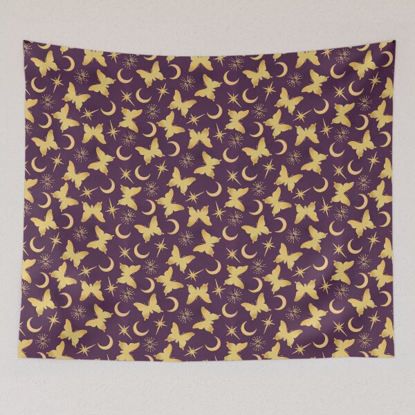 Item preview, Gold Stamped Butterflies and Sunbursts on Royal Purple designed and sold by Cass Noel Studio.