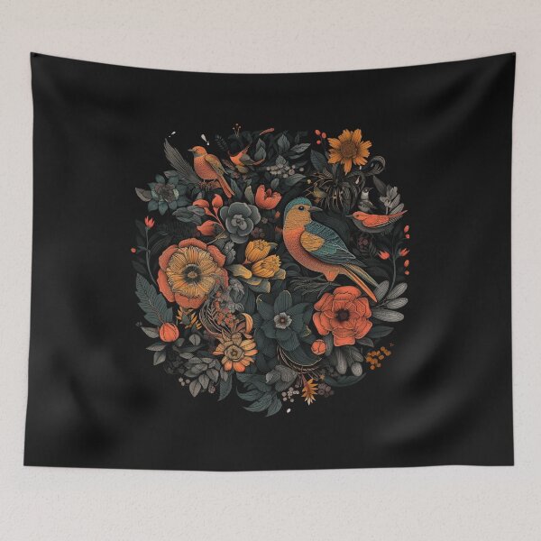 Item preview, Flowers, leaves and birds  designed and sold by SvarunPogani.