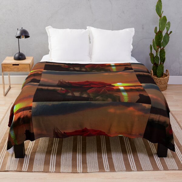 Item preview, Romantic landscape with red roses over Danube sunset in water reflection designed and sold by Khala.