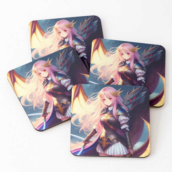 Artikelvorschau, Warrior Girl mit Dragon Fantasy Anime AI Art entworfen und verkauft von unusualillusion.