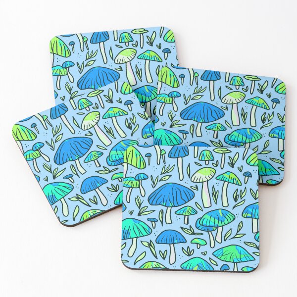 Item preview, Funky Blue Mushroom Pattern designed and sold by Julie Erin Designs.