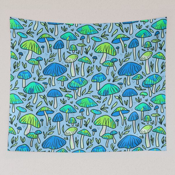 Item preview, Funky Blue Mushroom Pattern designed and sold by Julie Erin Designs.