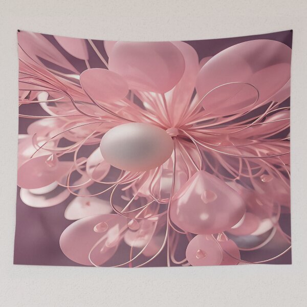 Item preview, Pink Lace Color of Liquid Petal Balloons and Swirls of Stem and Leaves Purple Background designed and sold by deniselynnimage.