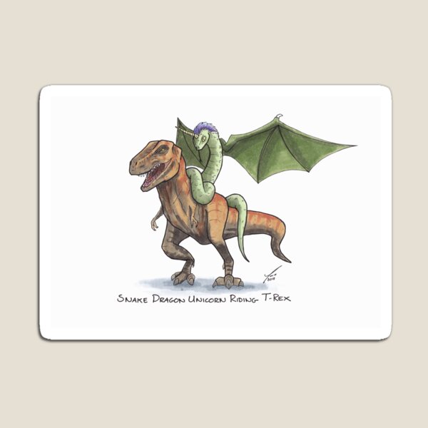 Item preview, Snake Dragon Unicorn riding T-Rex designed and sold by IMPStudio.