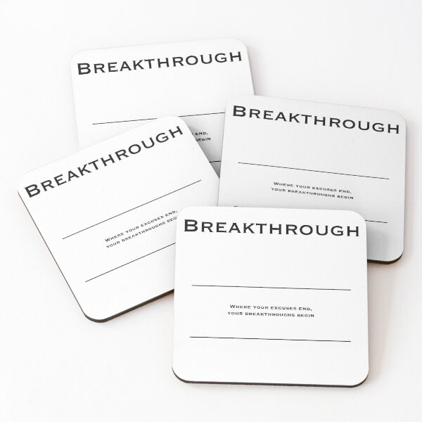 Item preview, Breakthrough - Motivational Quotes. Inspirational Corporate Office Wall Art Black and White T-Shirt / Poster / Sticker / Mug designed and sold by Read This Already.