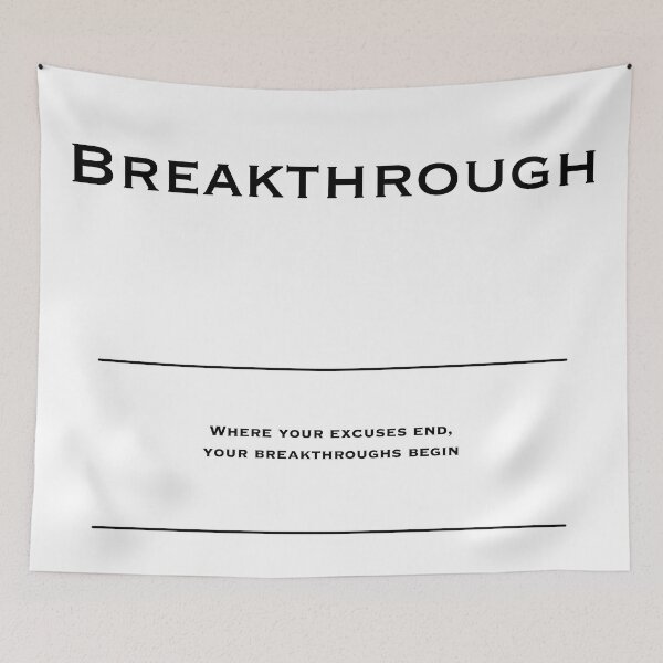 Item preview, Breakthrough - Motivational Quotes. Inspirational Corporate Office Wall Art Black and White T-Shirt / Poster / Sticker / Mug designed and sold by Read This Already.