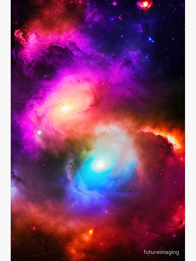 Thumbnail 3 of 3, Sticker, Celestial Mirage - Galaxy of Colors designed and sold by futureimaging.