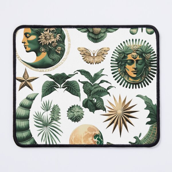 Item preview, Retro drawings, patterns, baroque elements in a rich emerald designed and sold by Anastasiia Yurevych.