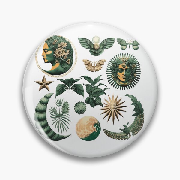 Item preview, Retro drawings, patterns, baroque elements in a rich emerald designed and sold by Anastasiia Yurevych.