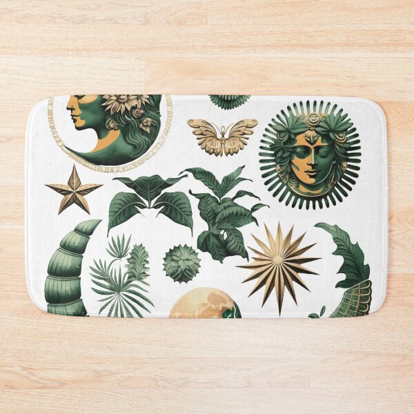 Item preview, Retro drawings, patterns, baroque elements in a rich emerald designed and sold by Anastasiia Yurevych.