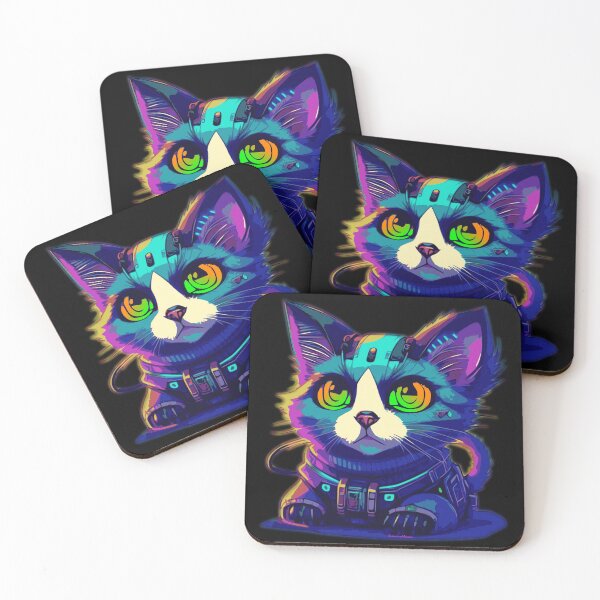 Item preview, Cyberpunk kitty! - colorful neon - cat lovers designed and sold by EldritchMagpie.