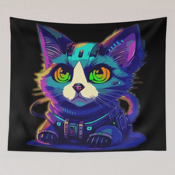 Item preview, Cyberpunk kitty! - colorful neon - cat lovers designed and sold by EldritchMagpie.
