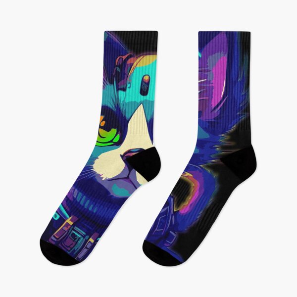 Item preview, Cyberpunk kitty! - colorful neon - cat lovers designed and sold by EldritchMagpie.