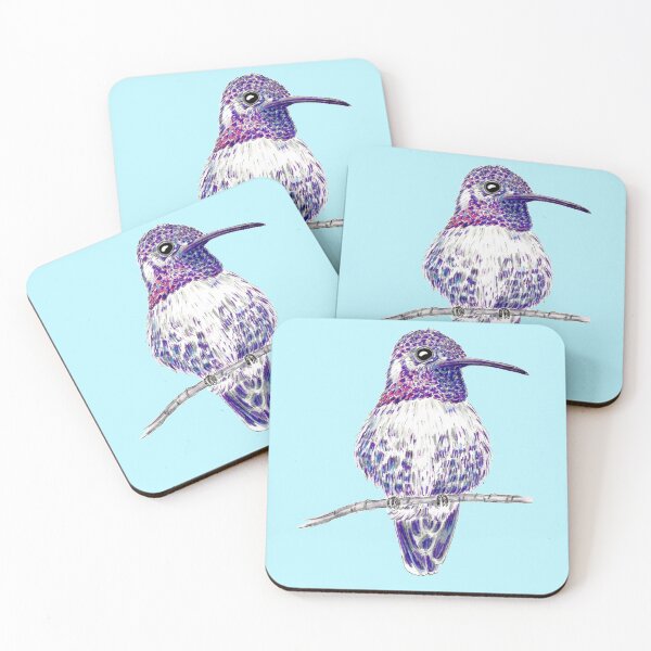 Aperçu de l'œuvre Costas Violet Colibri Aqua Fond créée et vendue par Sockstomistic.
