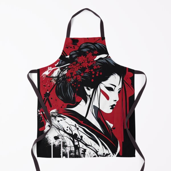 Item preview, Black white and red japanese geisha painting designed and sold by RK - Shop.