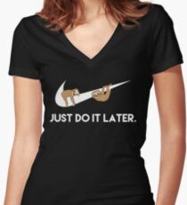 Mach es einfach später. Faultiere. Shirt mit V-Ausschnitt