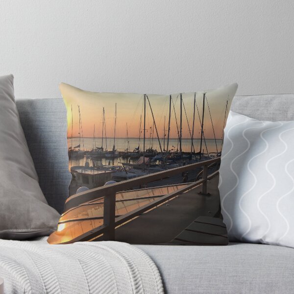 Item preview, Peaceful sunset over marina with sailboat mast on Baltic sea in Langballig yachting harbor, Schleswig- Flensburg, Germany designed and sold by Khala.