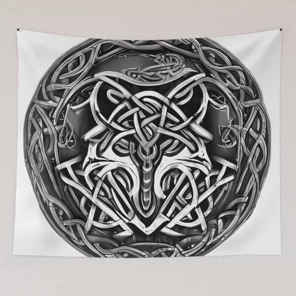 Item preview, "Black and Silver Celtic Wolf Knot: A Symbol of Loyalty and Spirituality" designed and sold by 9000MilesToHome.