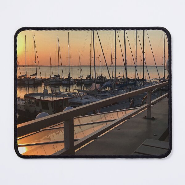 Item preview, Peaceful sunset over marina with sailboat mast on Baltic sea in Langballig yachting harbor, Schleswig- Flensburg, Germany  designed and sold by Khala.