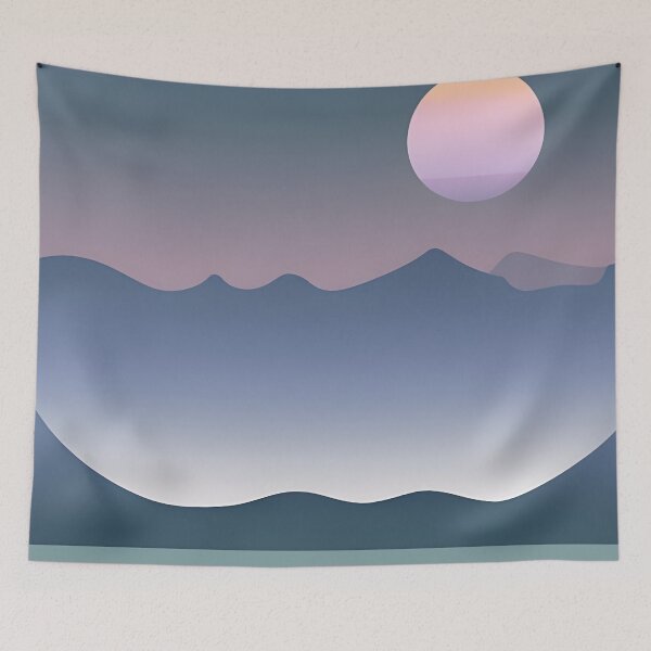 Item preview, Minimalist Mountain Landscape Gradient Night Sky & Moon designed and sold by spacefogdesign.