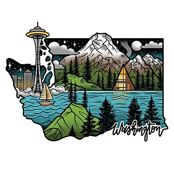 Artwork thumbnail, Washington State illustration by SevenRelics