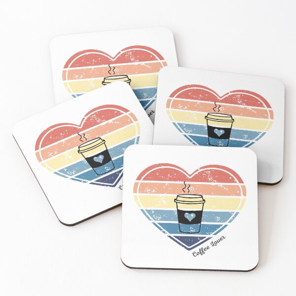 Item preview, Coffee Lover 2 Retro Sunset Heart designed and sold by Print-A-Joke.