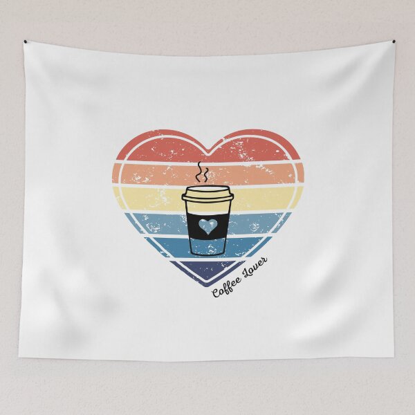 Artikelvorschau, Coffee Lover 2 Retro Sunset Heart entworfen und verkauft von Print-A-Joke.