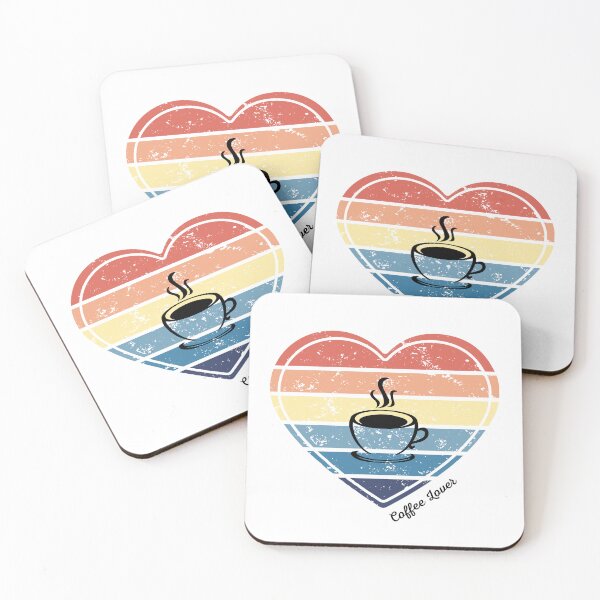 Item preview, Coffee Lover Retro Sunset Heart designed and sold by Print-A-Joke.