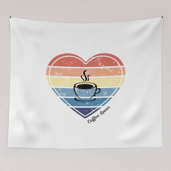 Item preview, Coffee Lover Retro Sunset Heart designed and sold by Print-A-Joke.