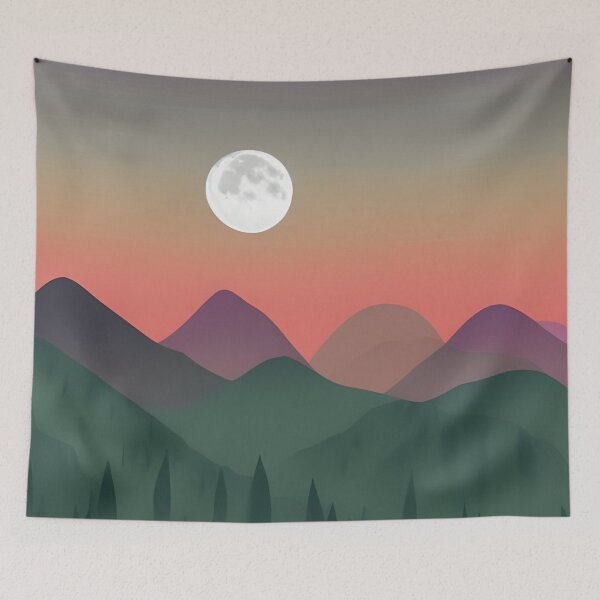 Item preview, Minimalist Mountain Sunset Landscape Gradient Sky designed and sold by spacefogdesign.