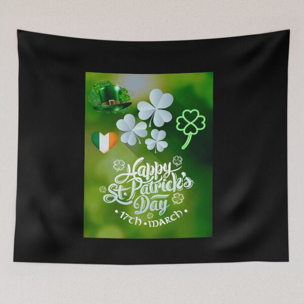 Item preview, Happy St. Patrick's Day Clovers Hat Heart designed and sold by teewearstyle.