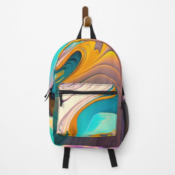 Item preview, Liquid abstract marble painting background print with a purple yellow blue colored texture designed and sold by anytka.