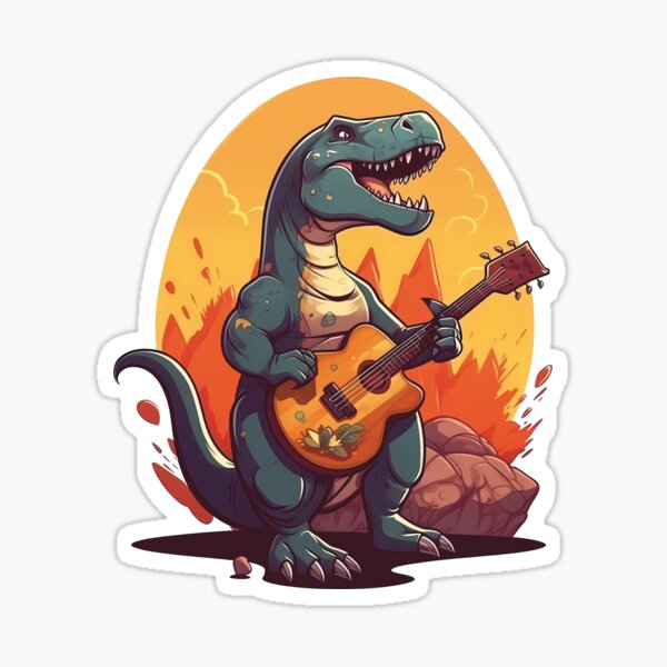 Dinosaur Guitar Stickers for Sale