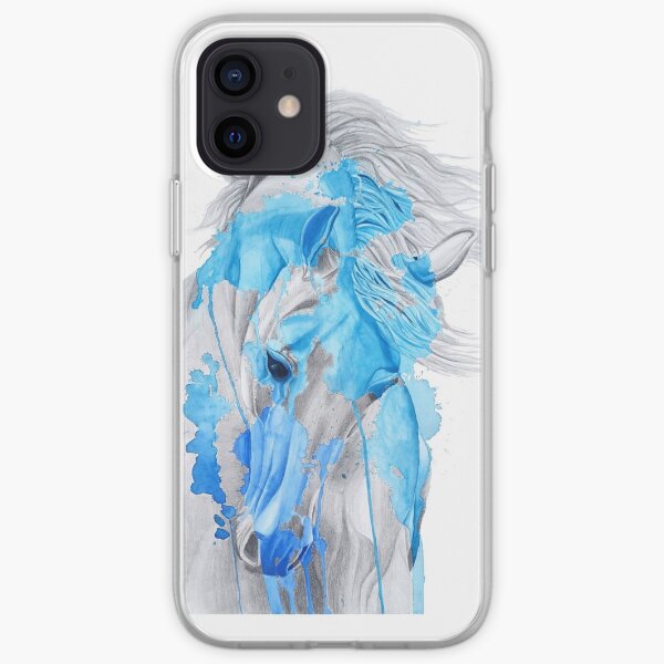 Étalon aquarelle bleu saphir Coque souple iPhone