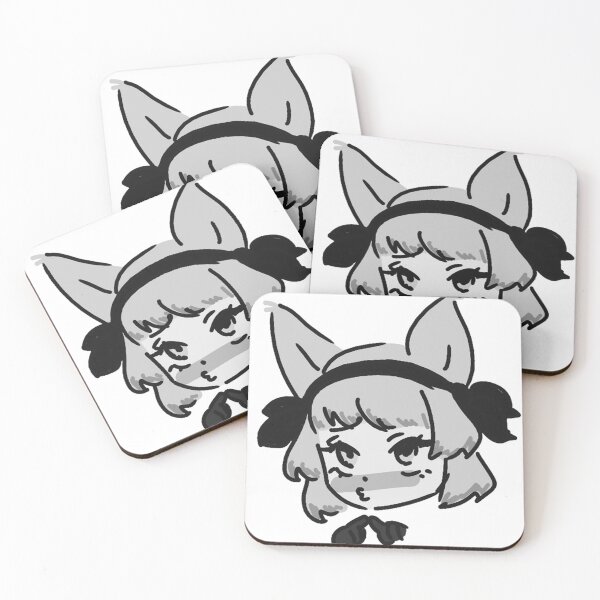 Item preview, Black and white Blushing Fox Girl designed and sold by Nyamelon.