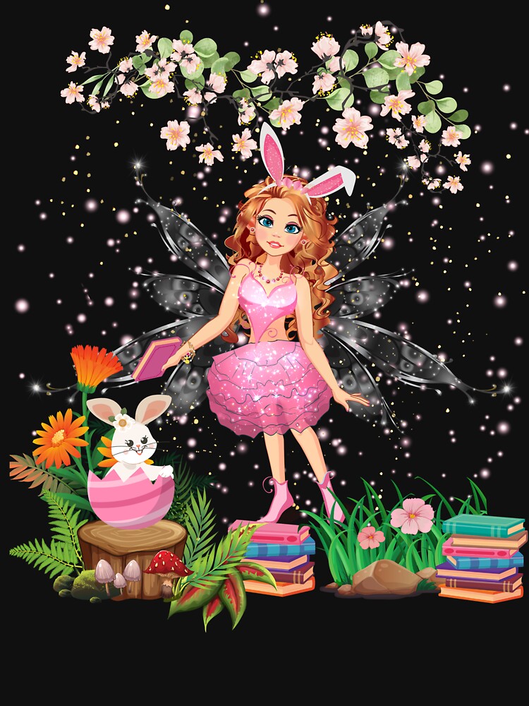 Thumbnail 3 of 3, Fitted V-Neck T-Shirt, Felicia's Bunny Surprise Collection designed and sold by TeelieTurner.