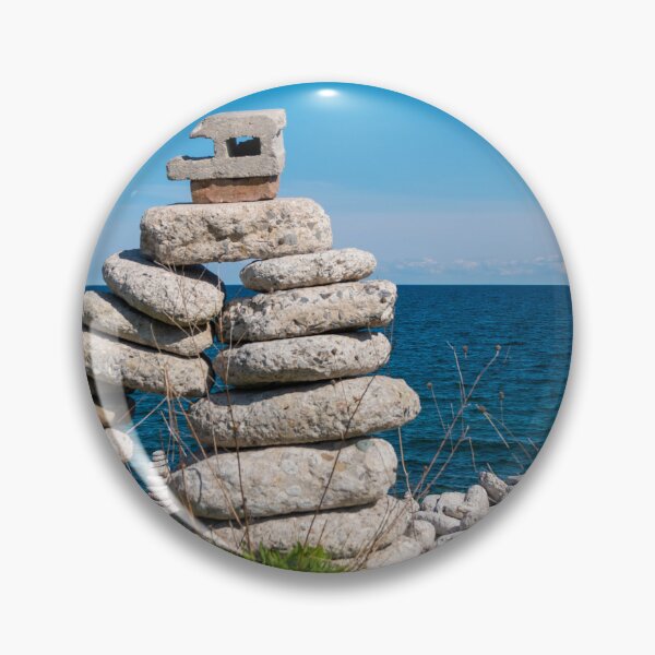 Item preview, Large Inukshuk by a Lake with Kite Surfer designed and sold by jrtwynam.